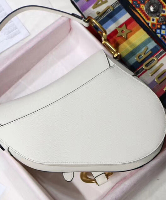 Christian Dior Saddle Bag Leather White